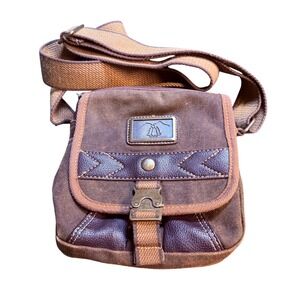 Triple Tree Canvas Crossbody Bag Brown Leather Accents Adjustable Outdoor Travel